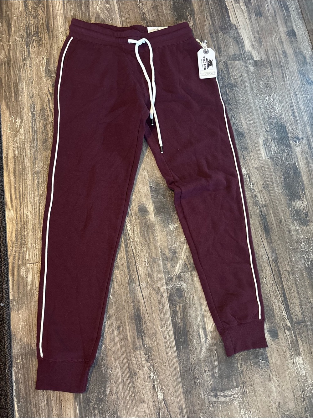 Reflex Burgundy Joggers with White Side Stripes